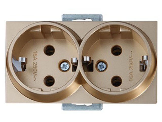 Розетка 2-ая (скрытая, с/з) золото, RITA, MUTLUSAN