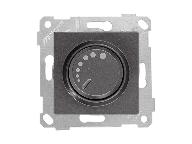 Выключатель поворотный (диммер) (скрытый, без рамки, винт. зажим, 600Вт) дымчатый, RITA, MUTLUSAN