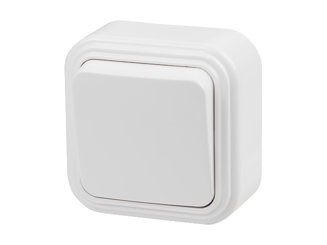 Выключатель 1 клав. (открытый, до 6А) белый, Стандарт, Юпитер
