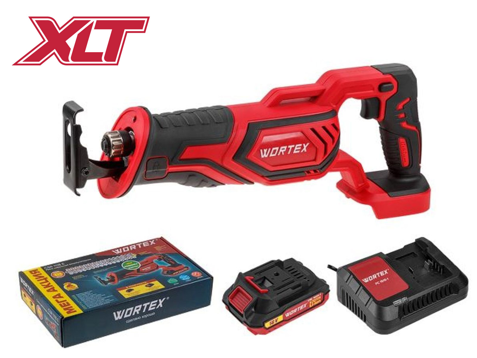 Аккум. сабельная пила WORTEX CSR 1118 E в кор. ALL1 XLT SET 18В, 1 акк., 2 Ач, дер. 115 мм