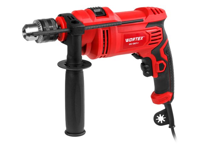 Дрель ударная WORTEX DS 1307-1 в кор. 800 Вт, 1 скор, 25 мм в дер., ключевой патрон 13 мм.