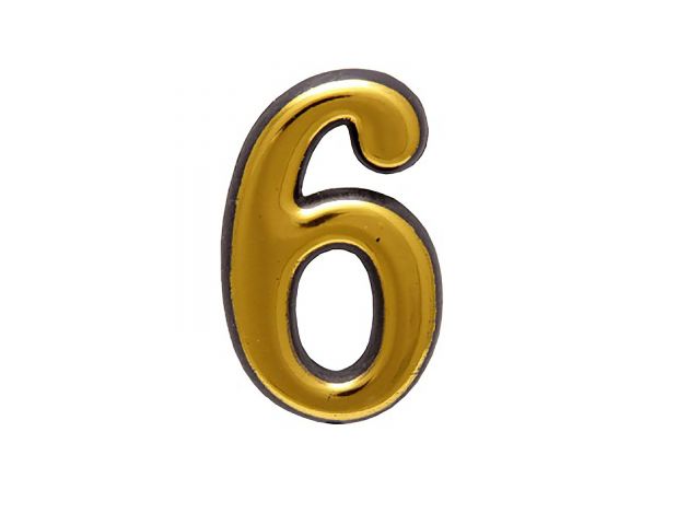 Цифра дверная АЛЛЮР БОЛЬШАЯ пластик "6" золото