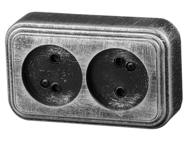 Розетка 2-ая (открытая, б/з) серебро, Стандарт, Юпитер