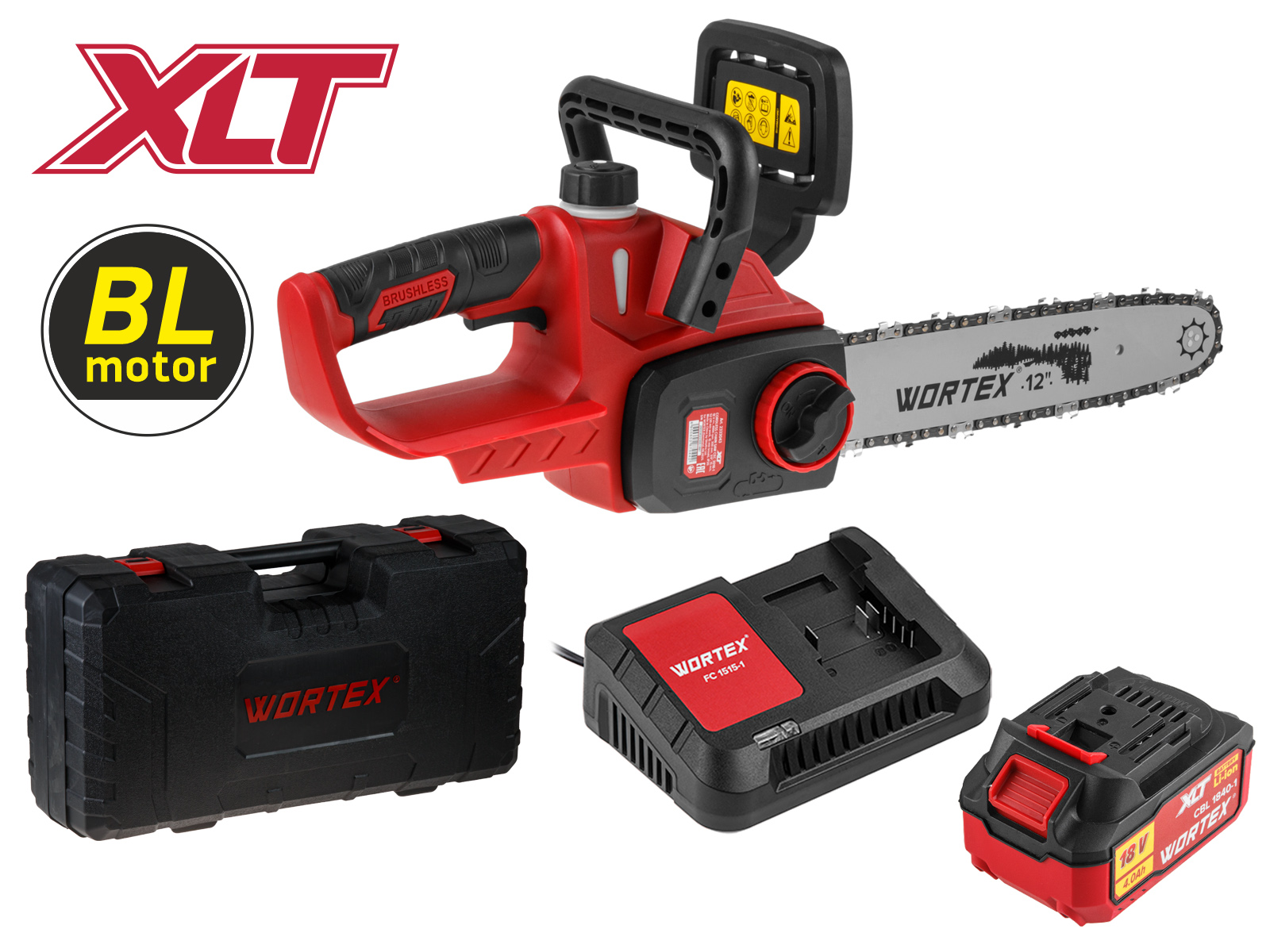 Аккум. пила цепная WORTEX CEC 3018-1 в чем.  XLT SET БЕСЩЁТ., 18 В, 30 см