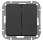 Выключатель 2 клав. проходной (скрытый, 10А) карбон, Astrum, BYLECTRICA