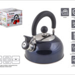 Чайник со свистком, нержавеющая сталь, 1.5 л, серия Holiday, синий металлик, PERFECTO LINEA