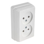 Розетка 2-ая (открытая, б/з, керамика) белая, BRON, MUTLUSAN