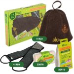 Набор из 4-х предметов (шапка, мочалка, сбор травяной, мыло) "Банные штучки"