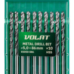 Сверло по металлу ц/х 5.0х52х86 мм HSS, комплект из 10-ти шт ВОЛАТ